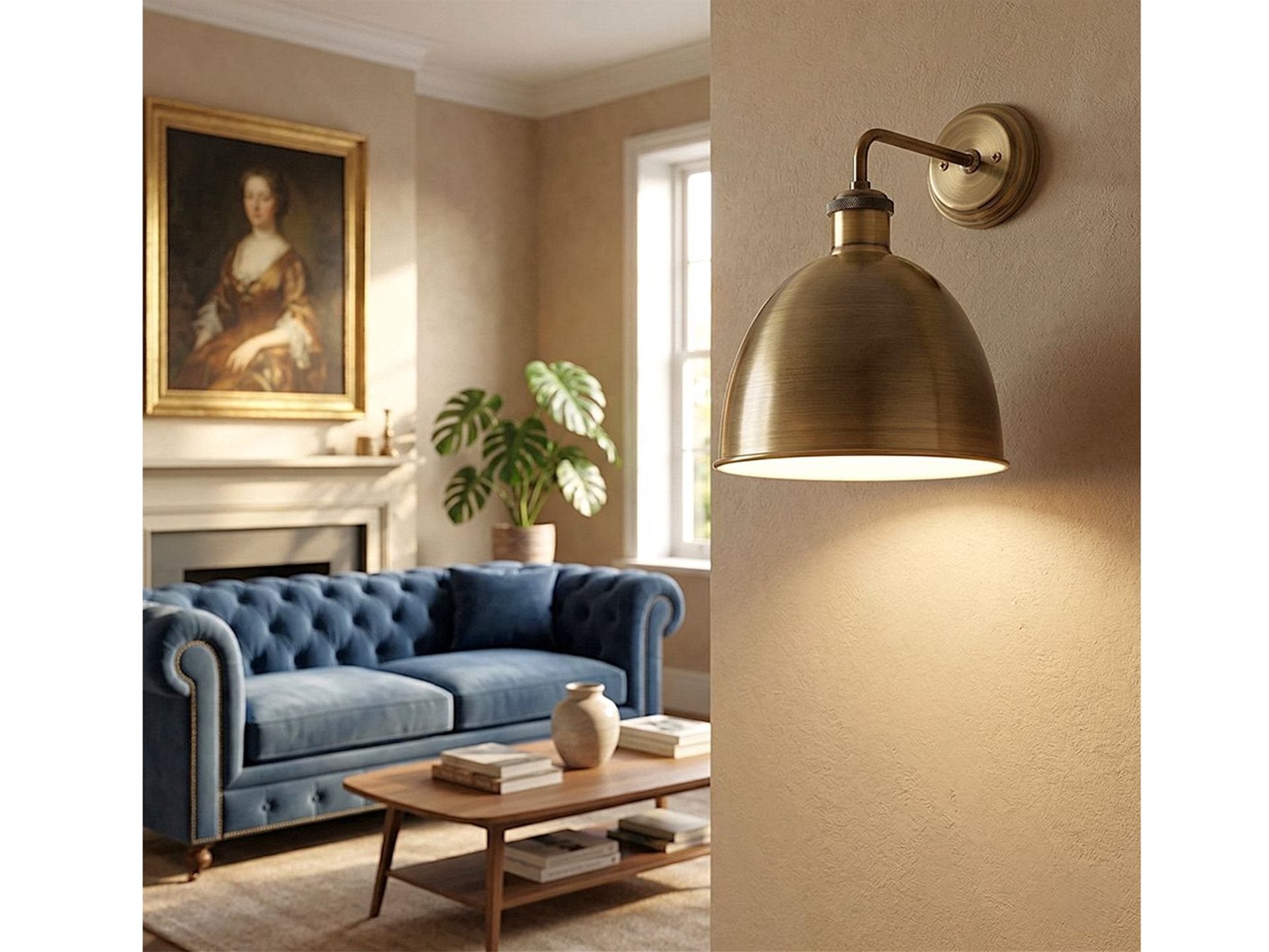 Genoa Wall Light- Antique Brass/ Brushed Steel
