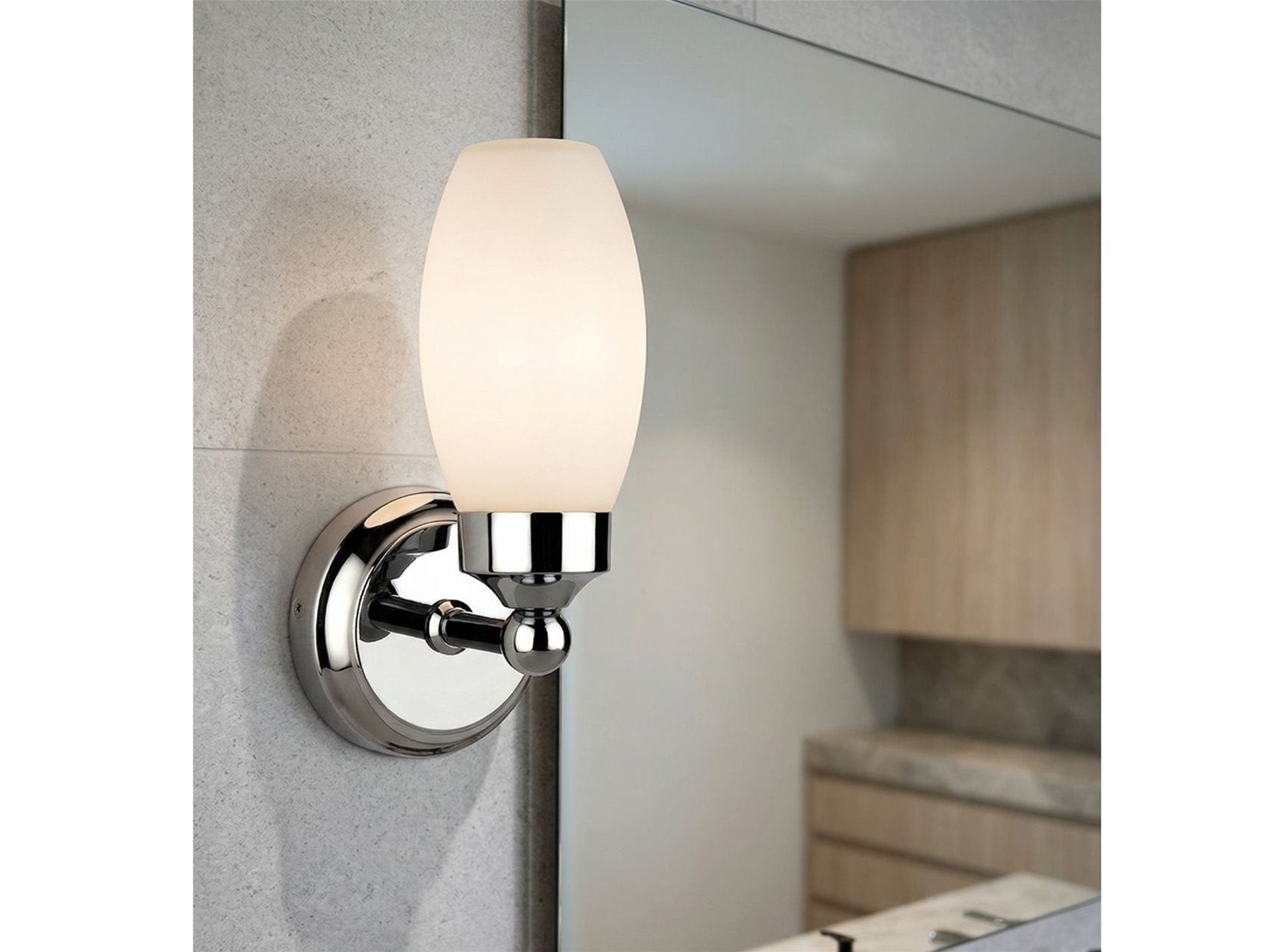 Reef Single Wall Light- Chrome with Opal Glass