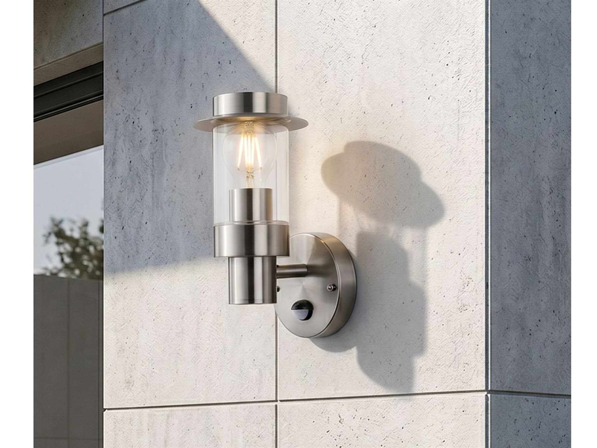 Darwin Wall Light with PIR- Stainless Steel