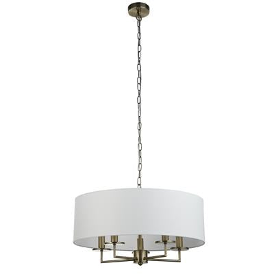 Knightsbridge 5Lt Pendant- Antique Brass  & Satin Silver