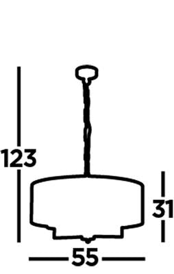 Knightsbridge 5Lt Pendant- Antique Brass  & Satin Silver