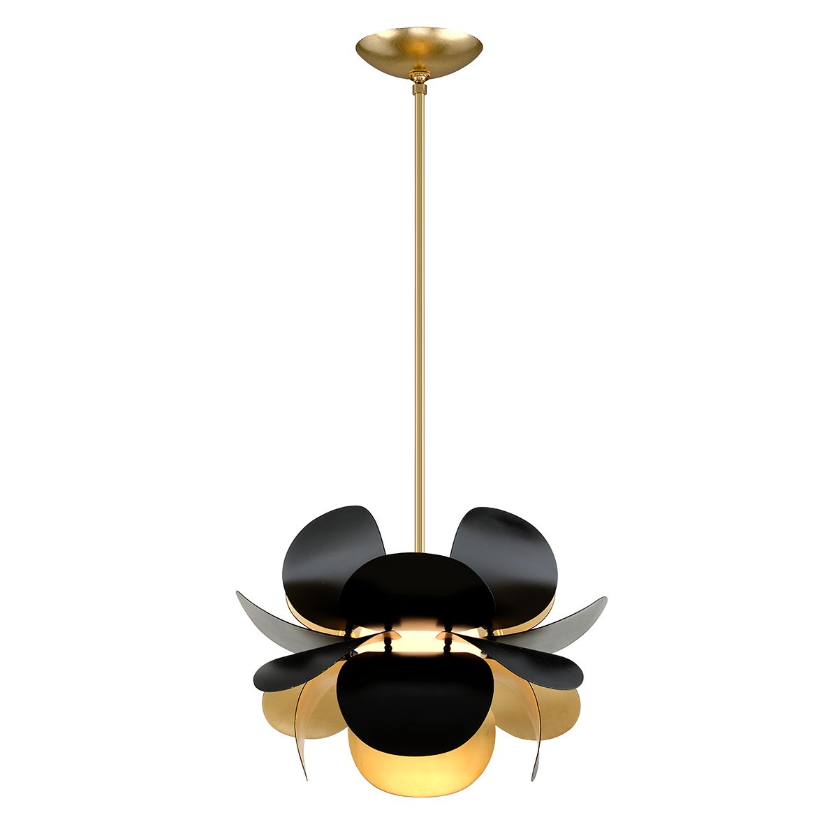 Ginger 1Lt Small/Large Pendant - Gold Leaf & Black