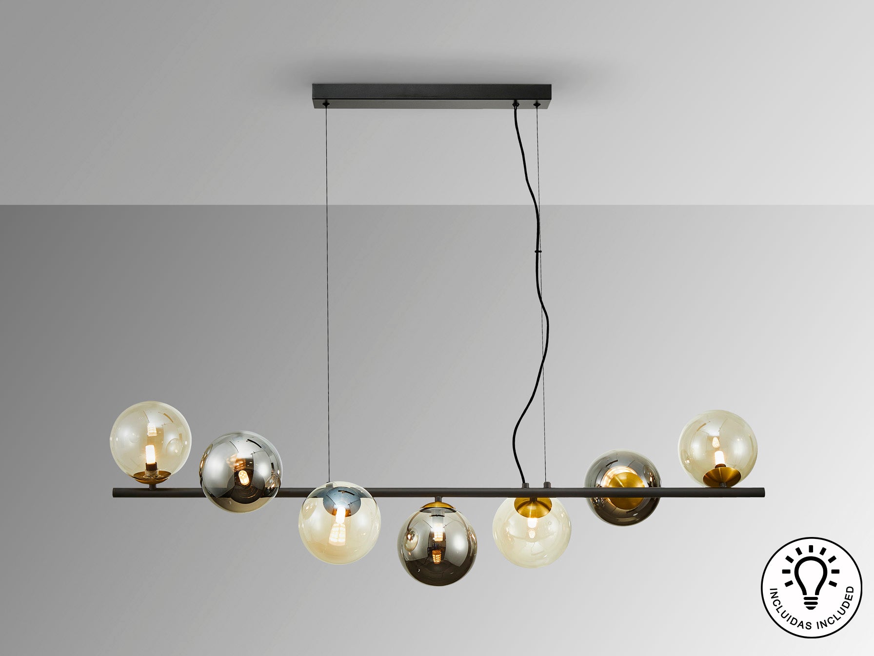 Inoa 7L Kitchen Table Island Light-  Black-Smoke-Amber Finish