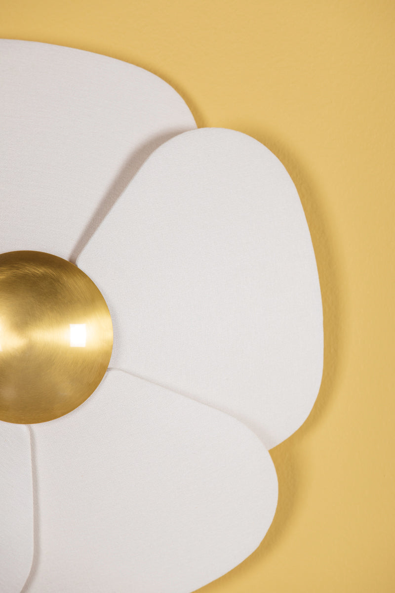 Madeline LED Flush Mount - Brass & Linen