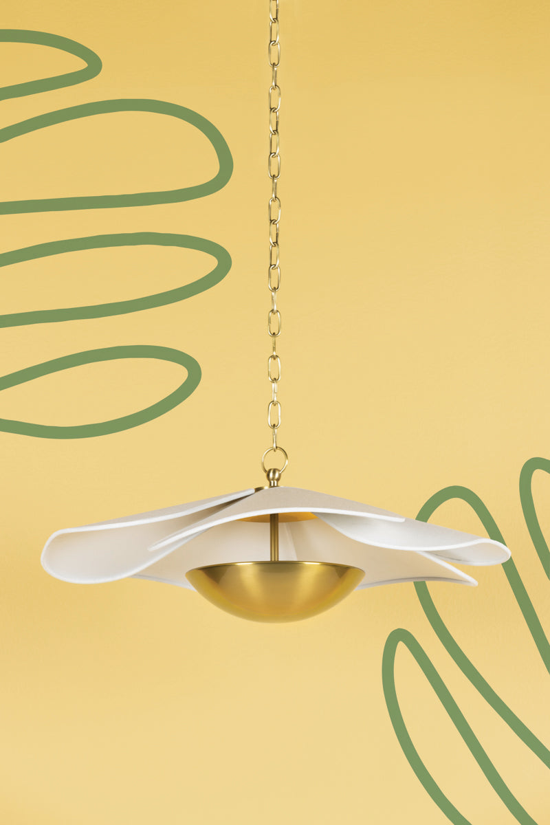 Madeline 1Lt Pendant - Brass & Linen