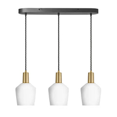 Sleek Opal Glass Schoolhouse Wire Cluster Light- Brass/ Pewter