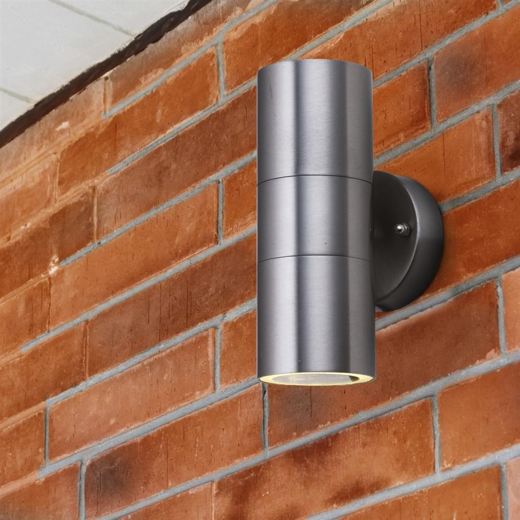 Metro Outdoor Wall Light - Stainless Steel Metal & Glass