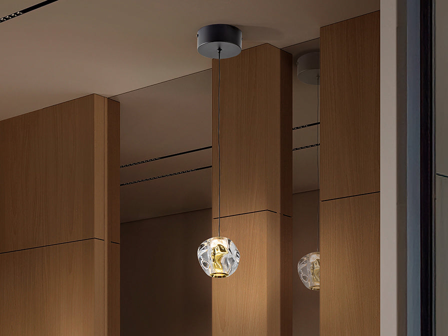 Zaria Single Pendant- Black/Gold/Clear Finish