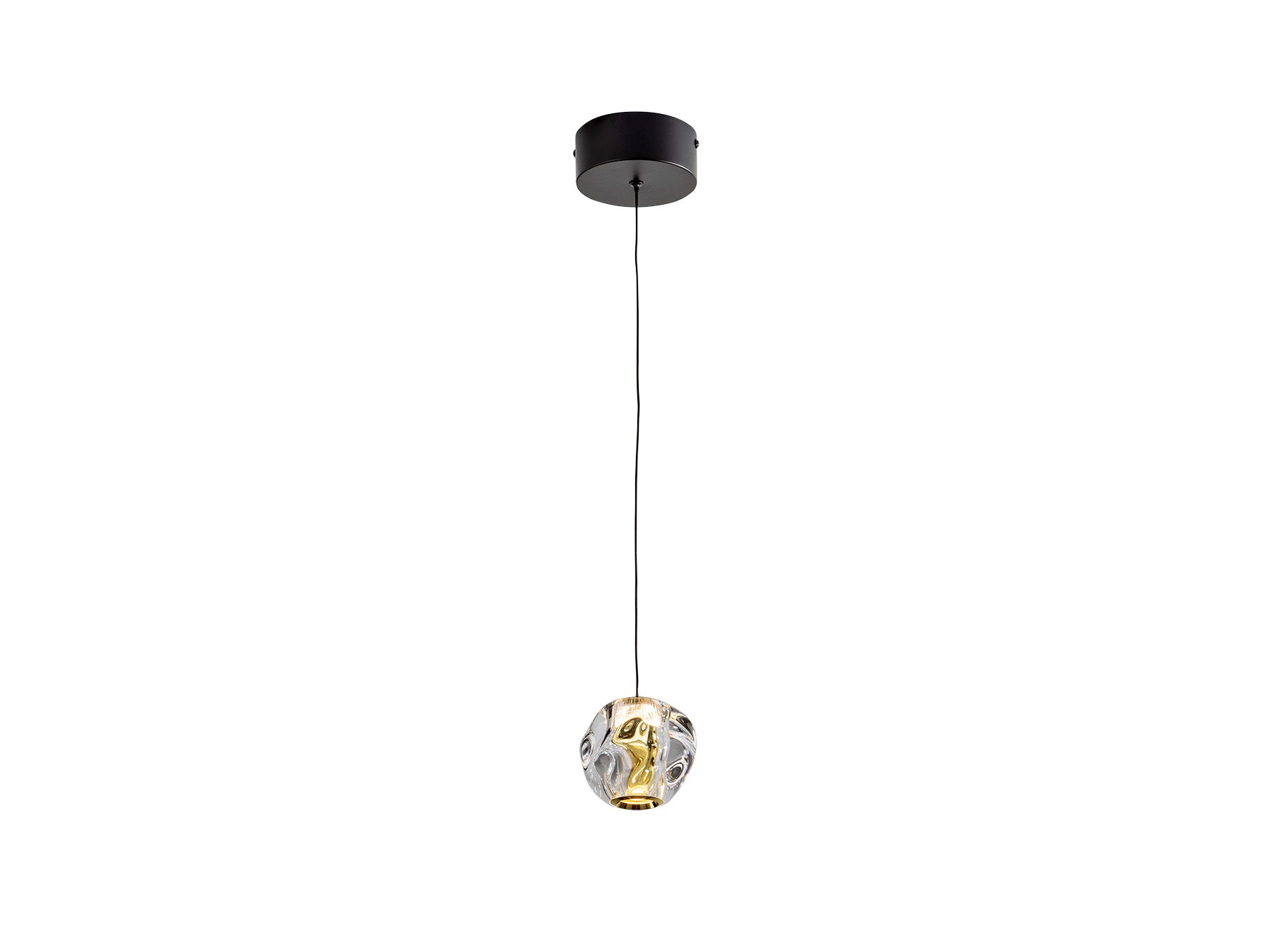 Zaria Single Pendant- Black/Gold/Clear Finish