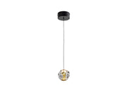 Zaria Single Pendant- Black/Gold/Clear Finish