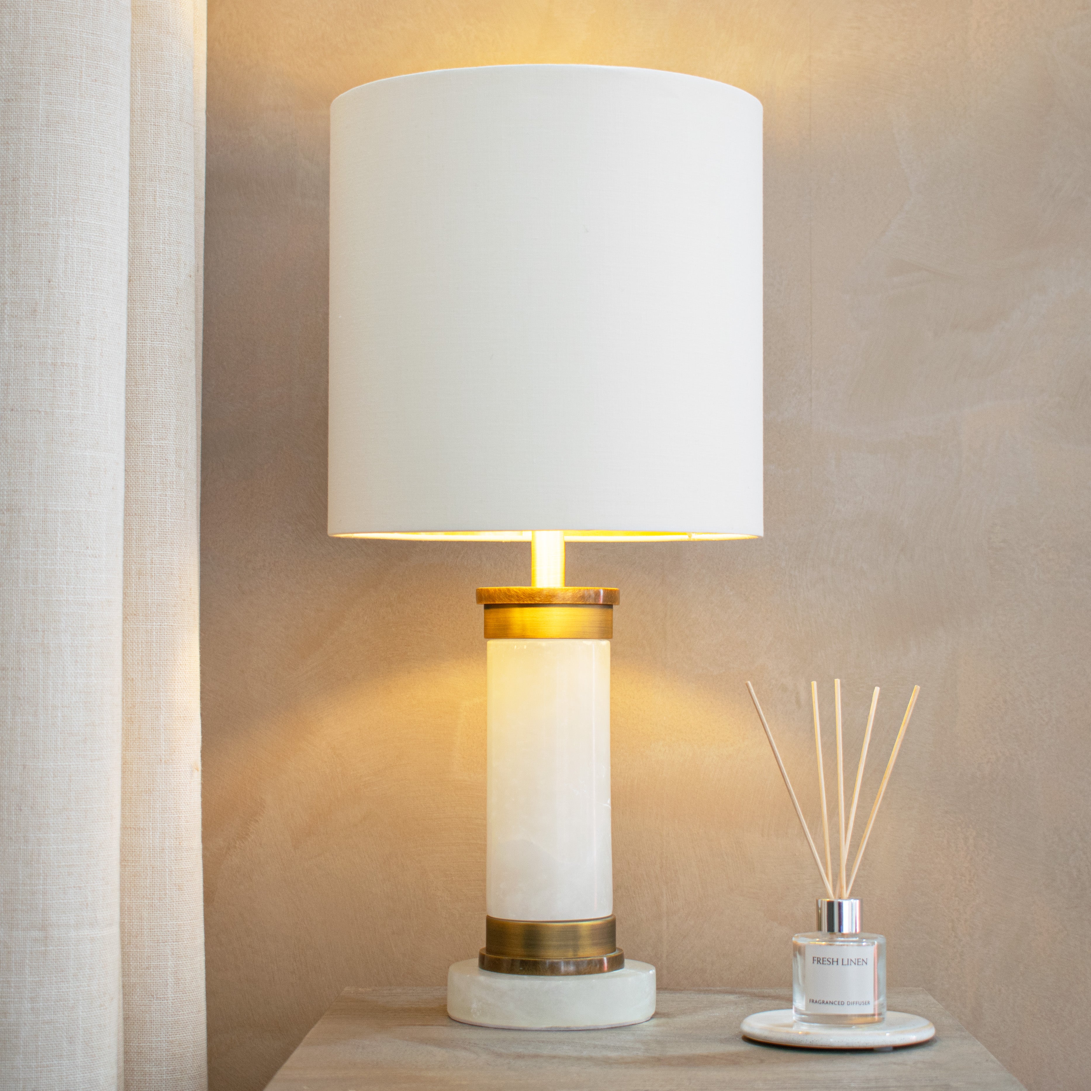 Tamara Table Lamp - Brass & Alabaster