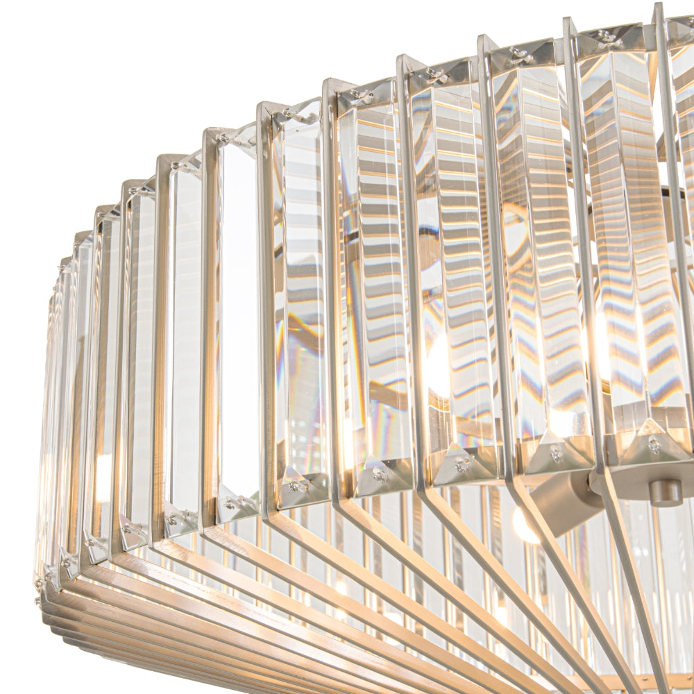 Aprica Crystal Centre Ceiling Light - Antique Brass/Satin Nickel Finish