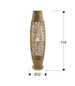 Yaiza 1Lt Wooden Floor Lamp - Woven Paper