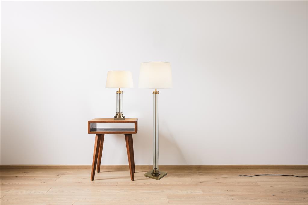 Pedestal Floor Lamp - Antique Brass/Black/Satin Silver E27