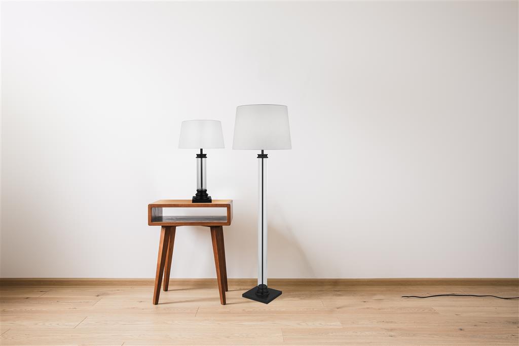 Pedestal Floor Lamp - Antique Brass/Black/Satin Silver E27