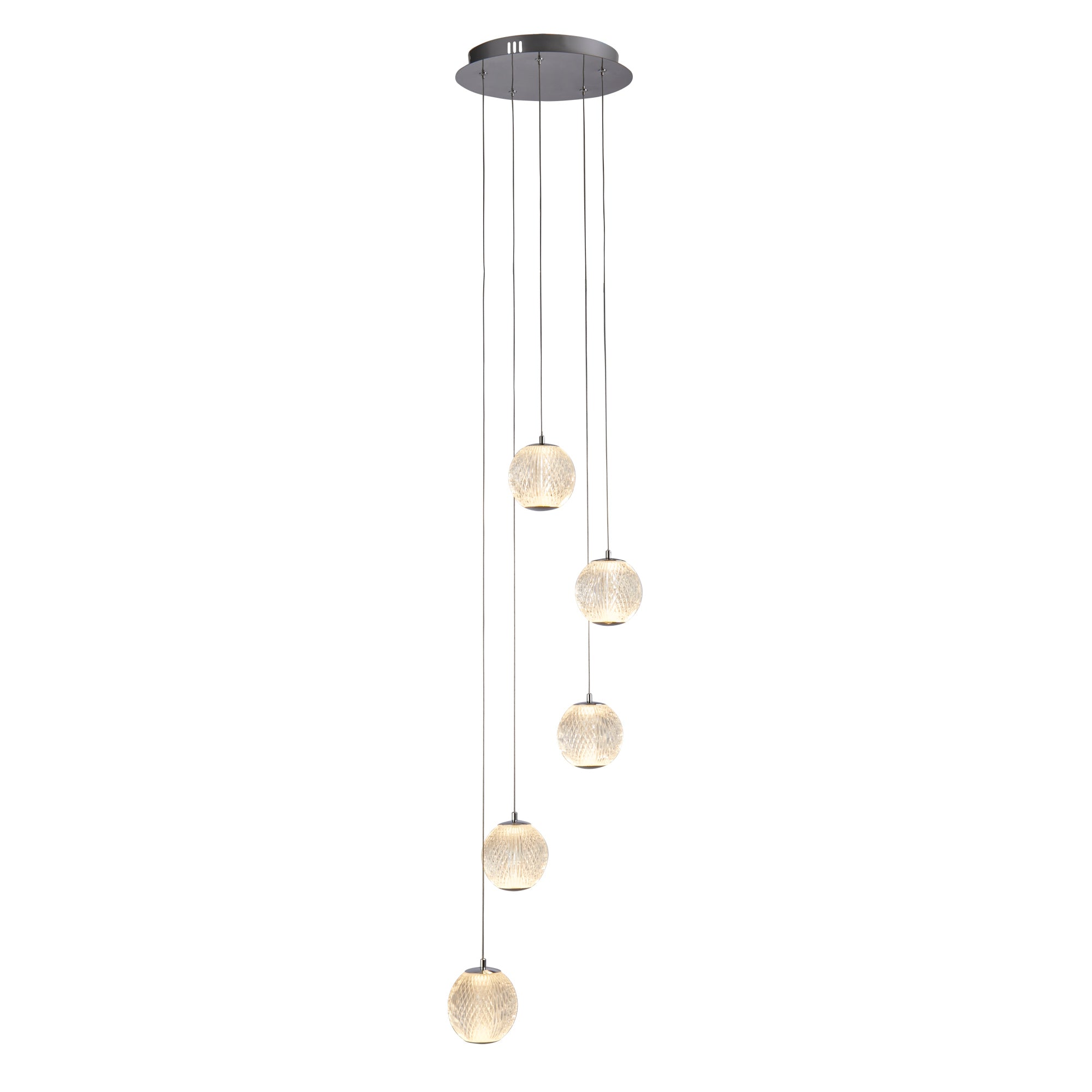 Allure 5 Light Satin Brass/Chrome Multi Drop Ceiling Pendant Integrated LED