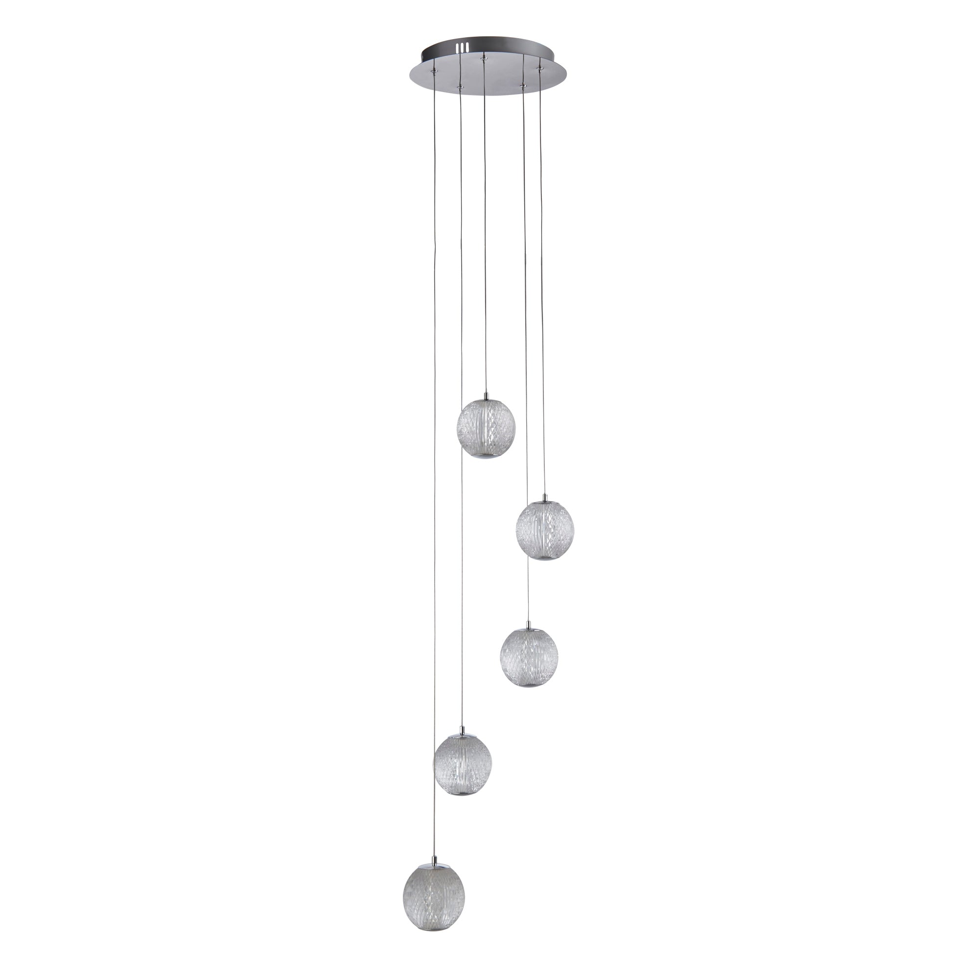 Allure 5 Light Satin Brass/Chrome Multi Drop Ceiling Pendant Integrated LED