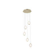 Allure 5 Light Satin Brass/Chrome Multi Drop Ceiling Pendant Integrated LED