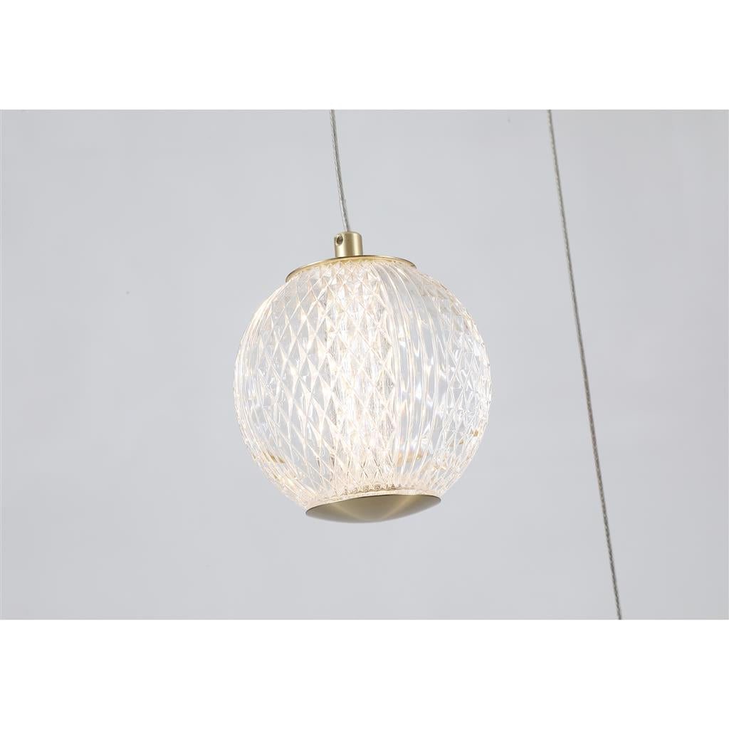 Allure 5 Light Satin Brass/Chrome Multi Drop Ceiling Pendant Integrated LED