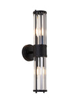 Alura 2 Light Crystal Wall Up & Down, E14, IP44, Satin Black/Clear Crystal