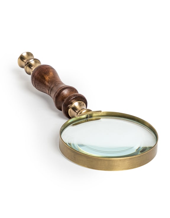 Antiqued Traditional Magnifying Glass with Wooden Handle - Christmas Gift