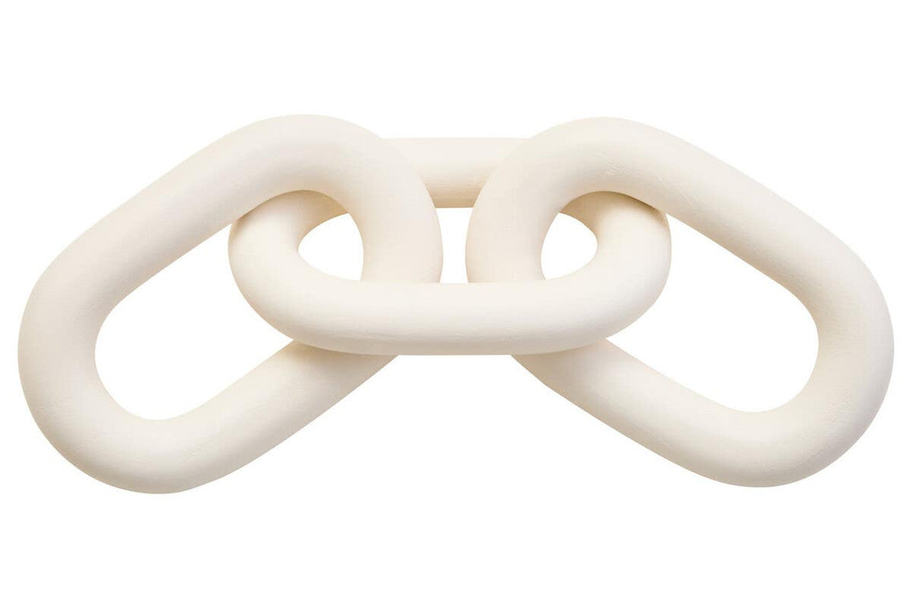 Cato White Wood 3 Link Chain Sculpture - Christmas Gift