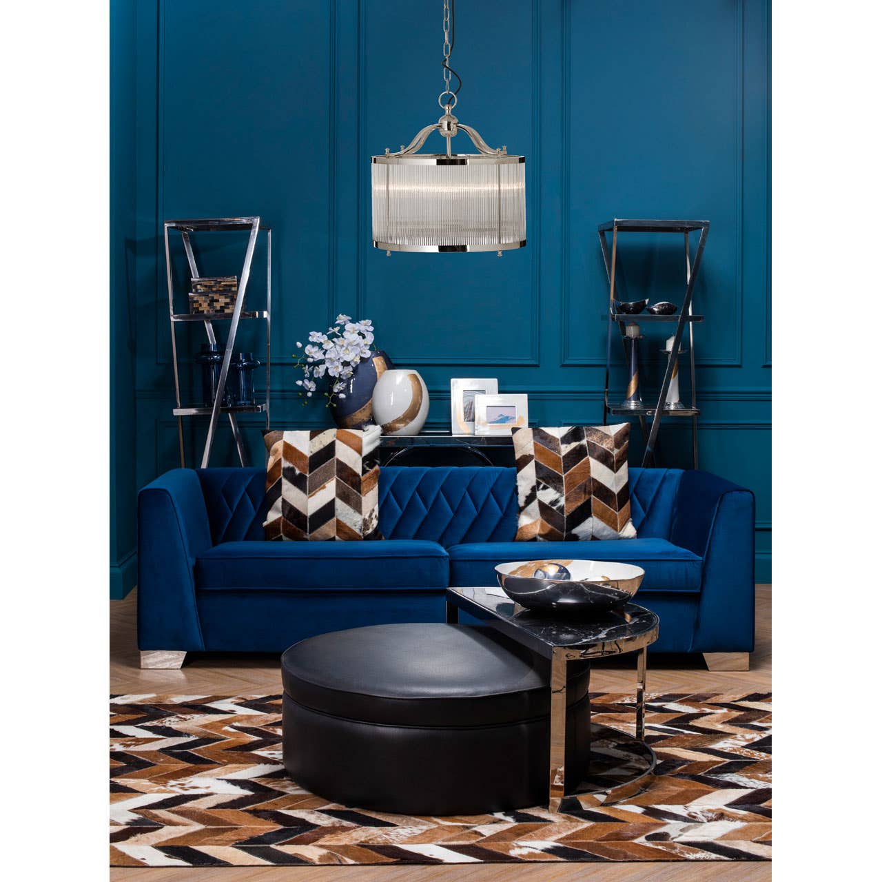 Cassia 4Lt Glass Nickel Pendant