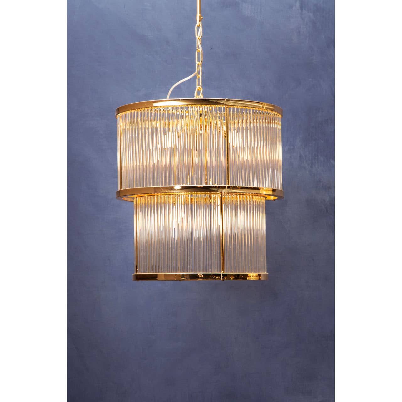 Rioja 2 Tier Gold Finish Glass Chandelier
