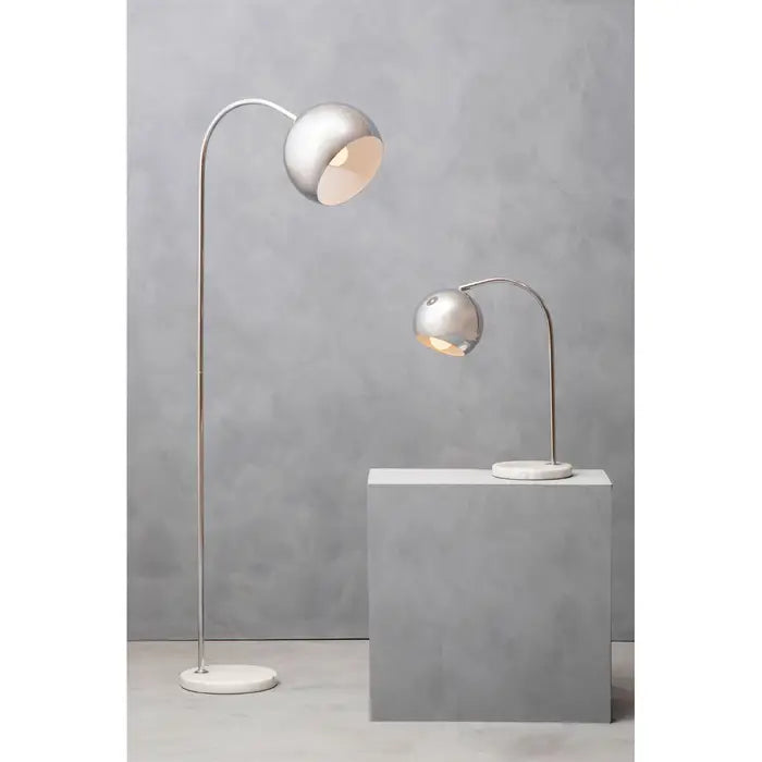 Asher Floor Chrome Finish Lamp With White Base