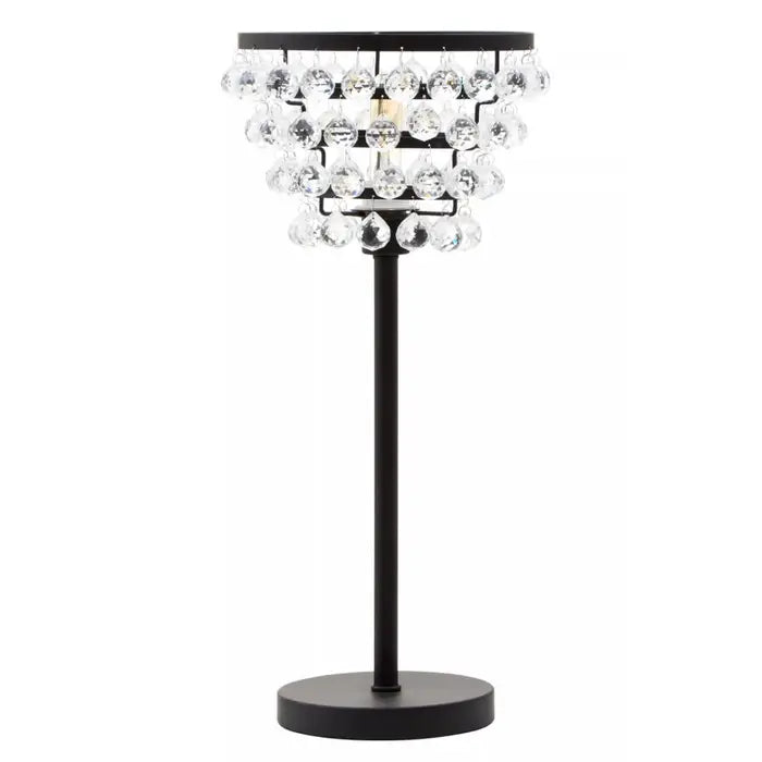 Walton Clear Crystal Table Lamp with Black & Gold  Metal
