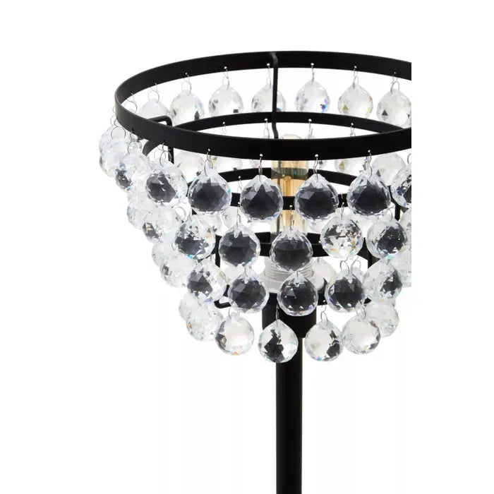 Walton Clear Crystal Table Lamp with Black & Gold  Metal