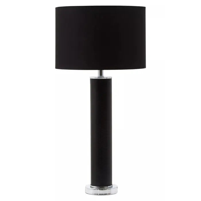 Wallasey Black Snake Leather Effect Table Lamp with Chrome Base