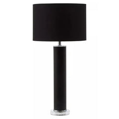 Wallasey Black Snake Leather Effect Table Lamp with Chrome Base