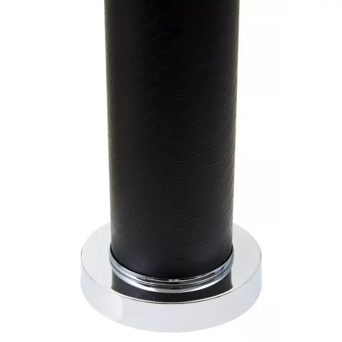 Wallasey Black Snake Leather Effect Table Lamp with Chrome Base