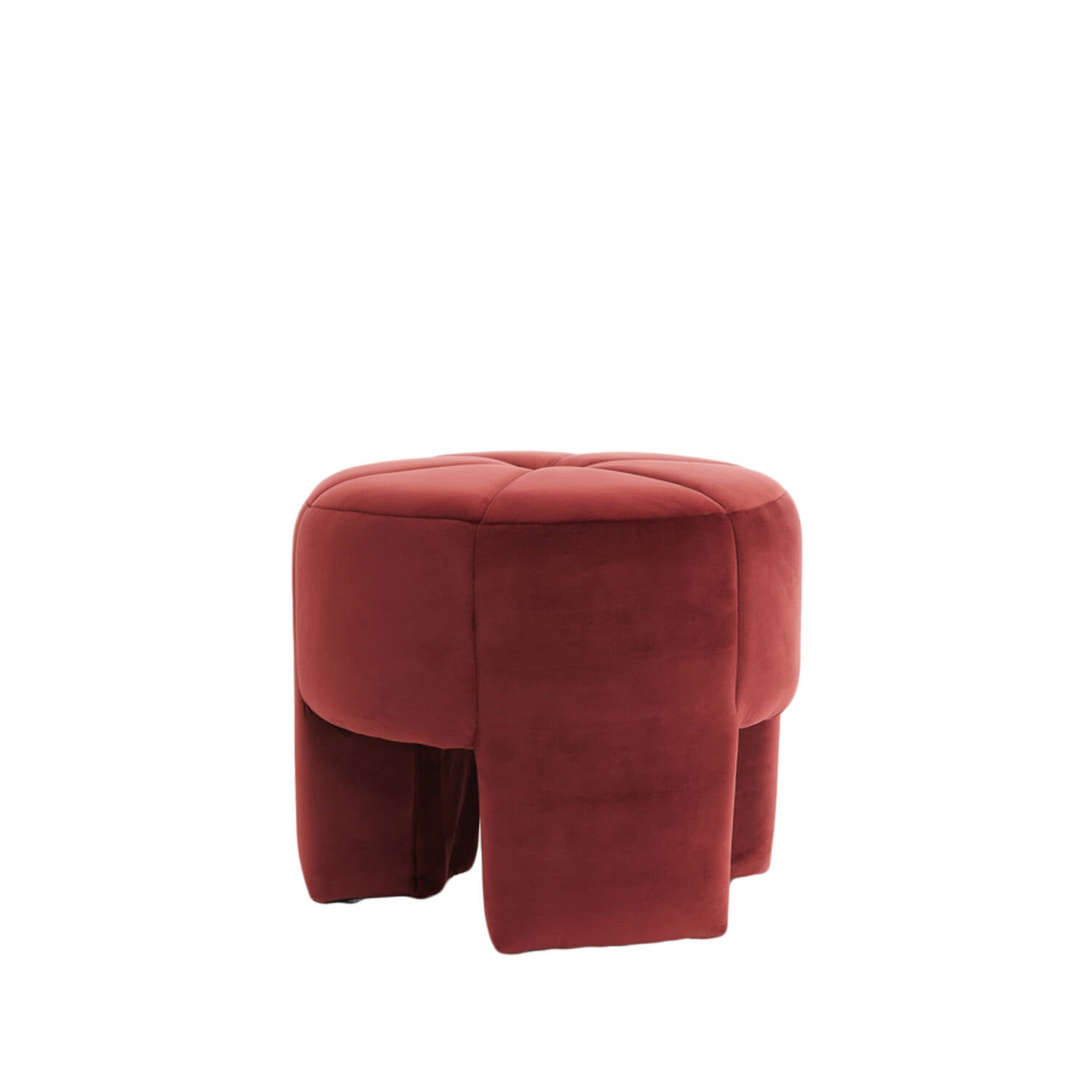 Pouf Ø51X45 Cm Batoemi - Velvet Burgundy/Cream