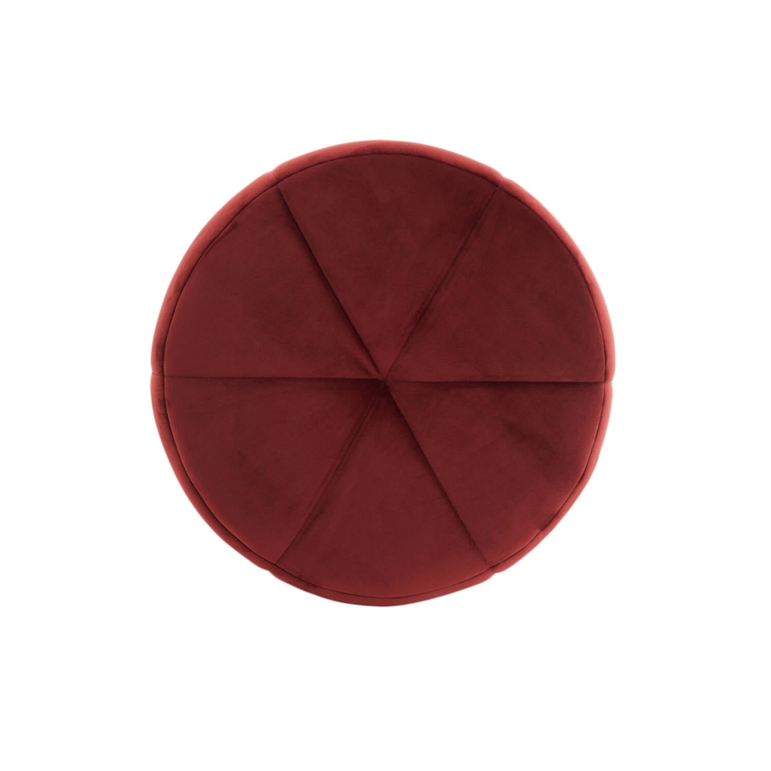 Pouf Ø51X45 Cm Batoemi - Velvet Burgundy/Cream