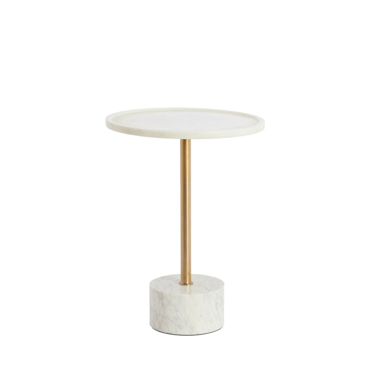 Civita Marble Side Table- White+Antique Bronze