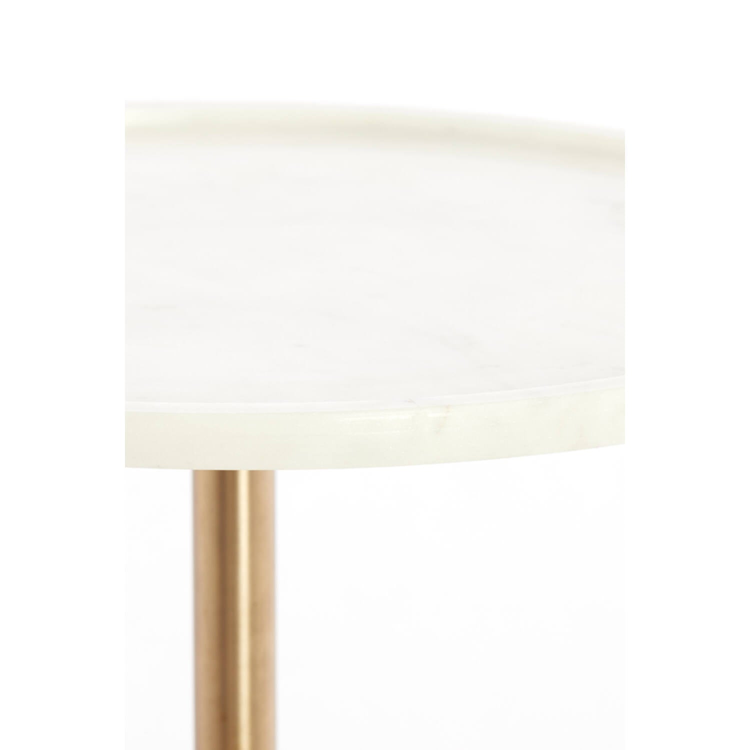 Civita Marble Side Table- White+Antique Bronze