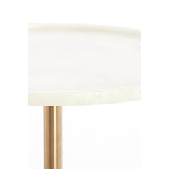 Civita Marble Side Table- White+Antique Bronze