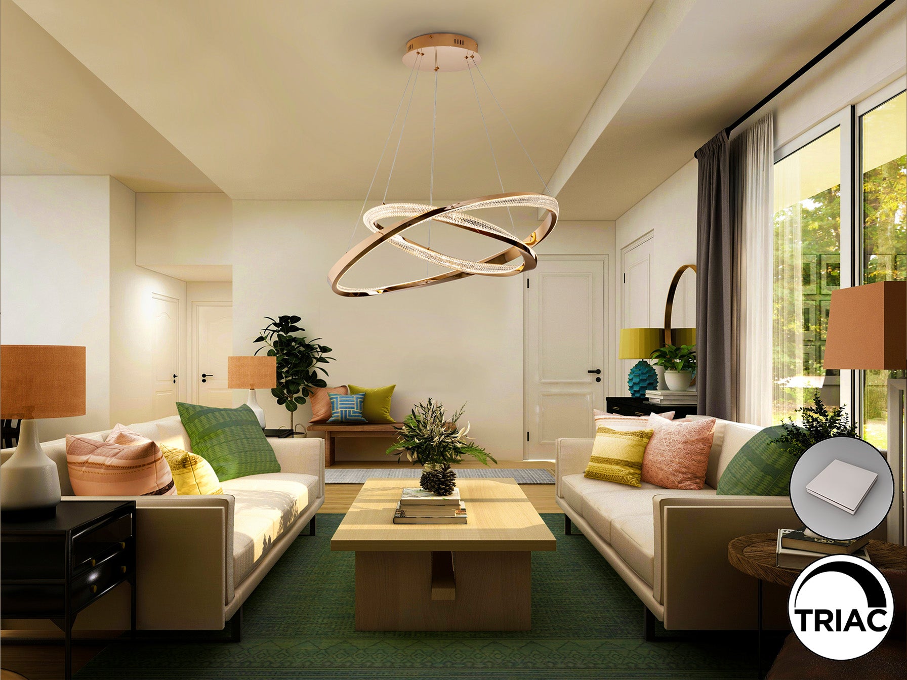 Orbitas Ceiling Light- Gold - 2 Rings