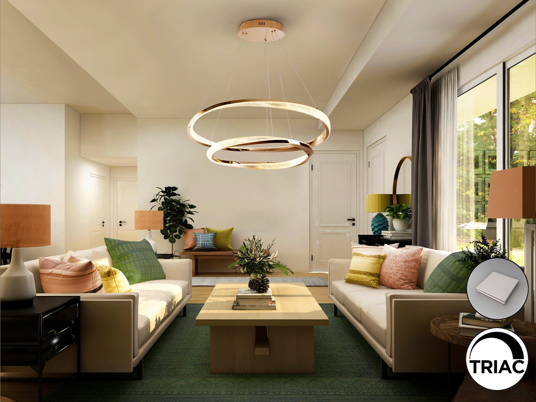 Orbitas Ceiling Light- Gold - 2 Rings