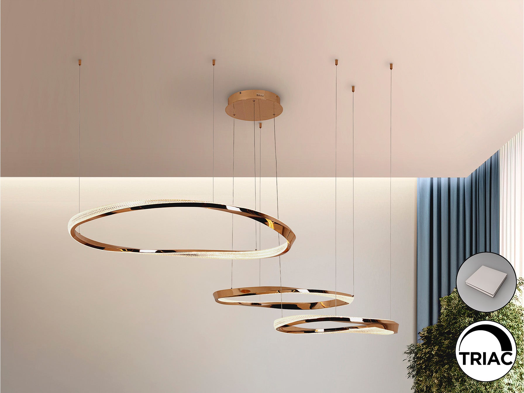 Orbitas Large Ceiling Light- Gold - 3 Rings
