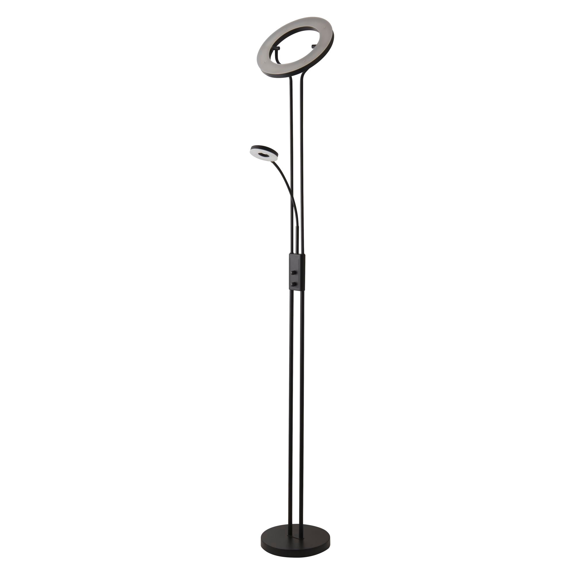 Mother & Child Floor Lamp In Matt Black Metal/Satin Brass Metal Integrated LED