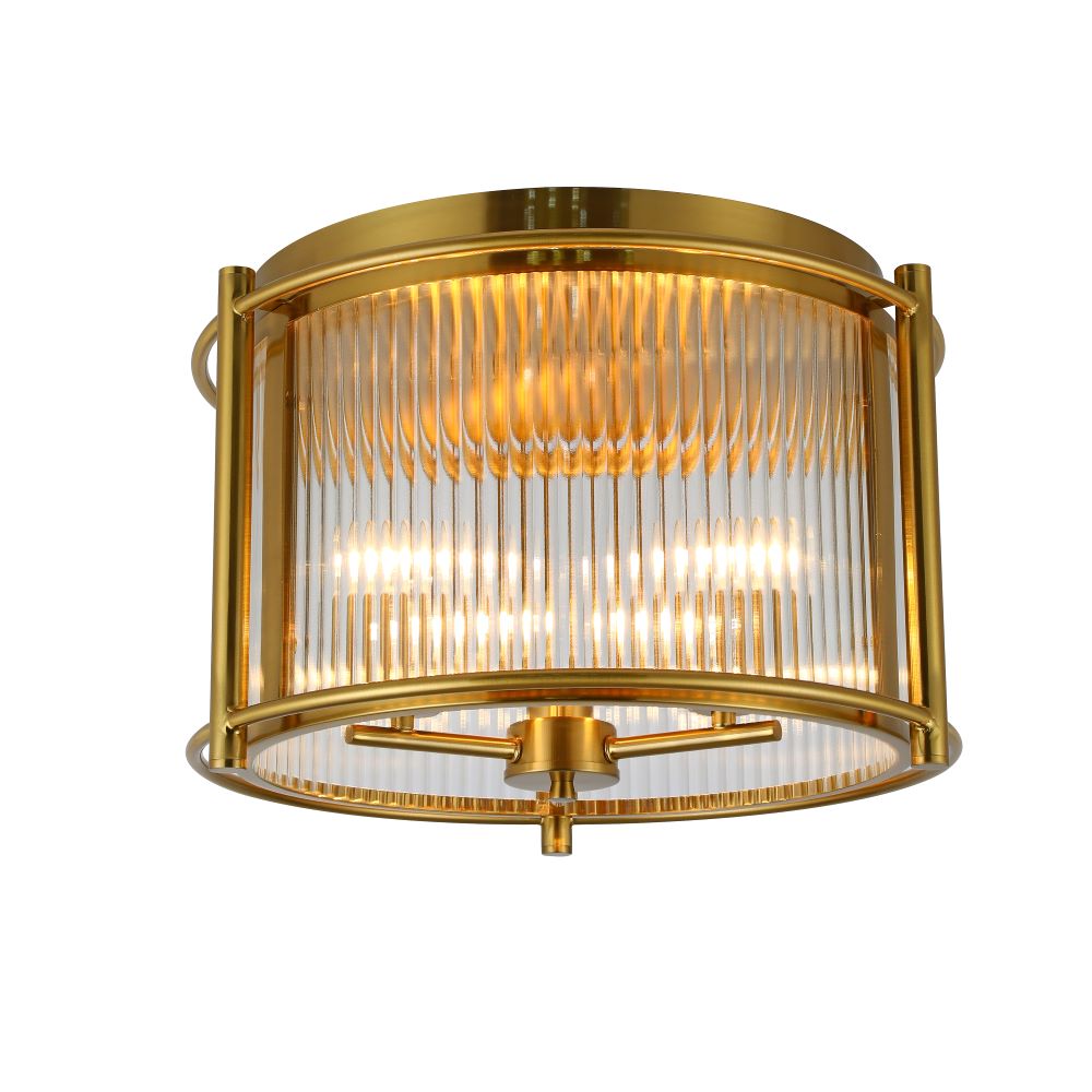 Cici 3Lt Flush Ceiling Light - Chrome / Satin Brass