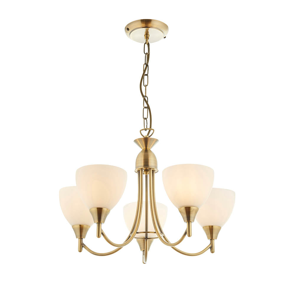Tierney 3/5Lt Centre Ceiling Light - Antique Brass/Satin Chrome Finish