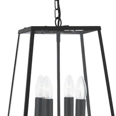 Noir Lantern 1/4Lt Pendant - Black Metal & Clear Glass