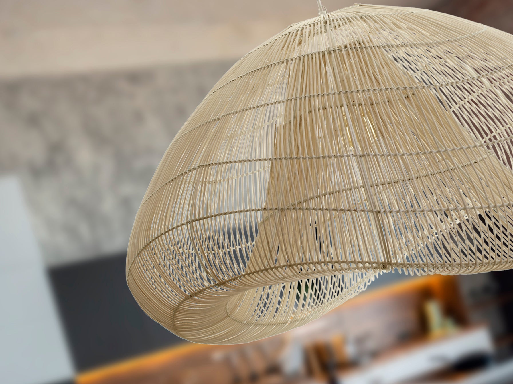 Sabah Rattan Ceiling Light- White Rattan