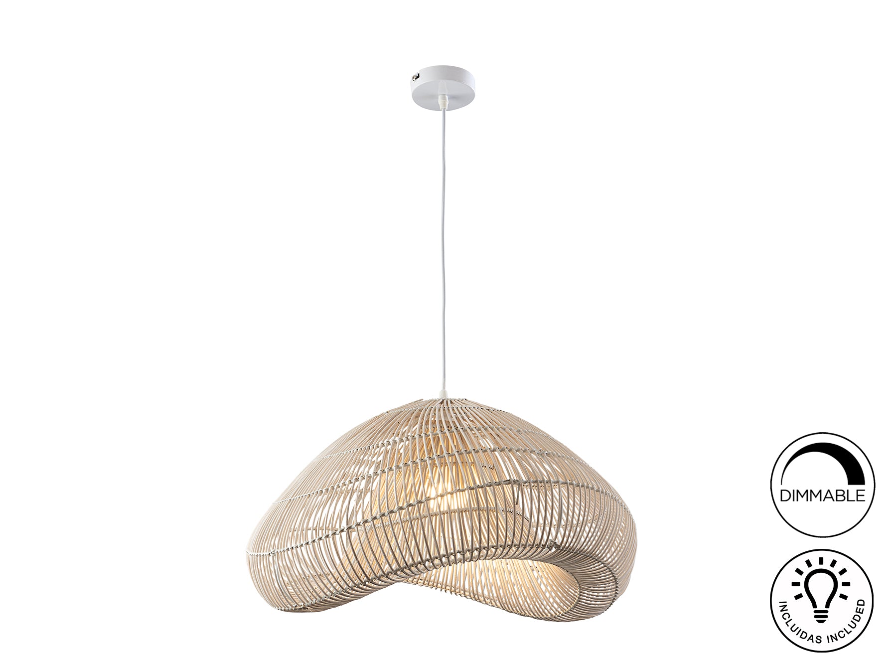 Sabah Rattan Ceiling Light- White Rattan