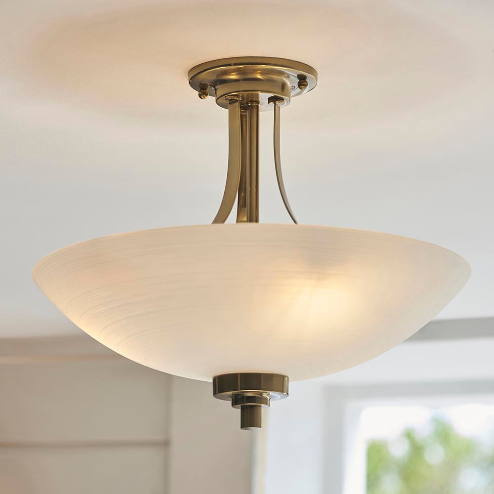 Wales 3Lt Semi Flush - Antique Brass - Promotional Offer