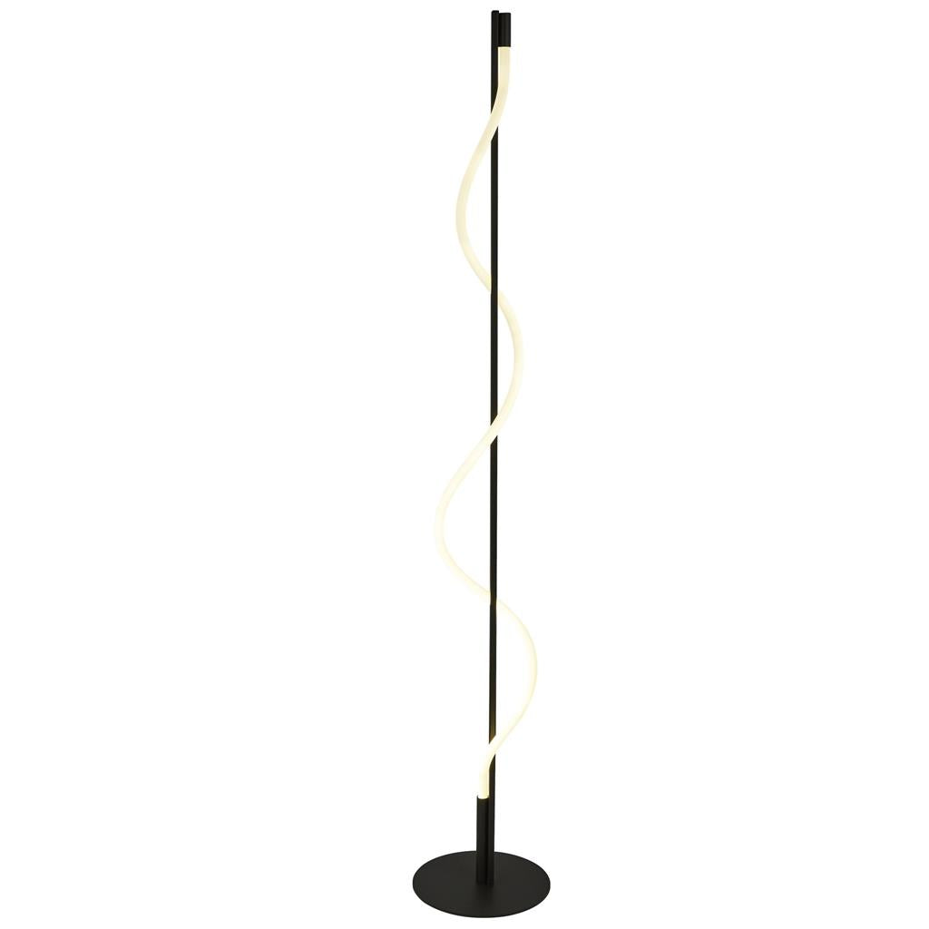 Serpent Floor Lamp - Black Metal & Opal Tube Integrated LED